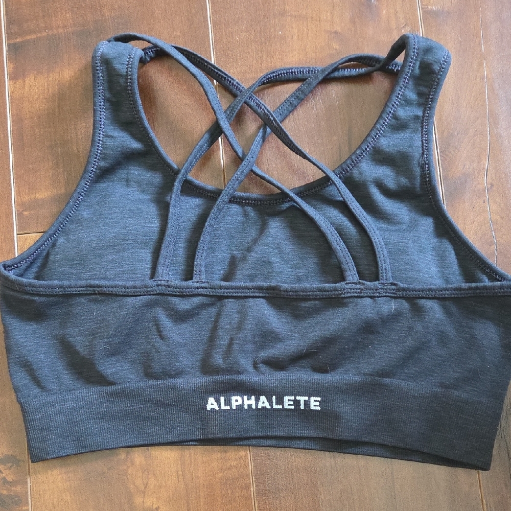 Alphalete Black Sports Bra with Strappy Back Design